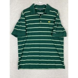 MASTERS COLLECTION Green Striped Polo Golf Shirt Mens Size L